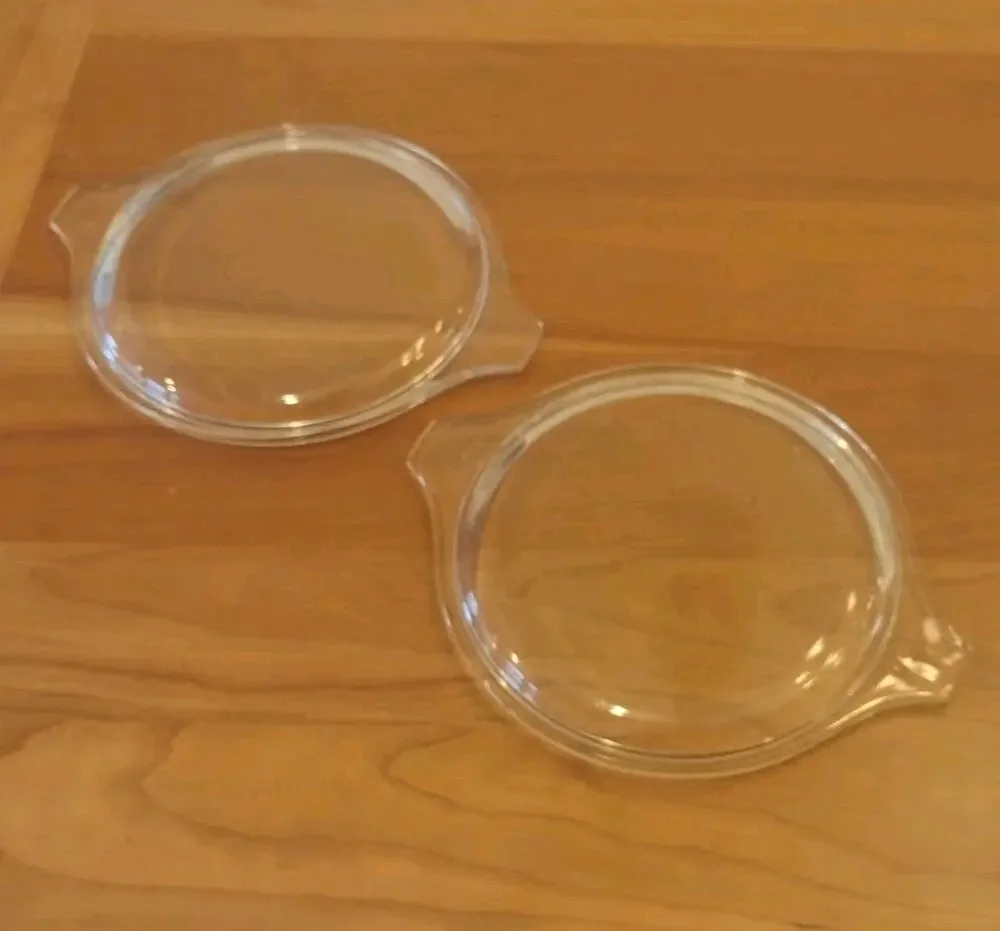 Two Pyrex 24 470-C Clear Glass Lids 6 1/4 